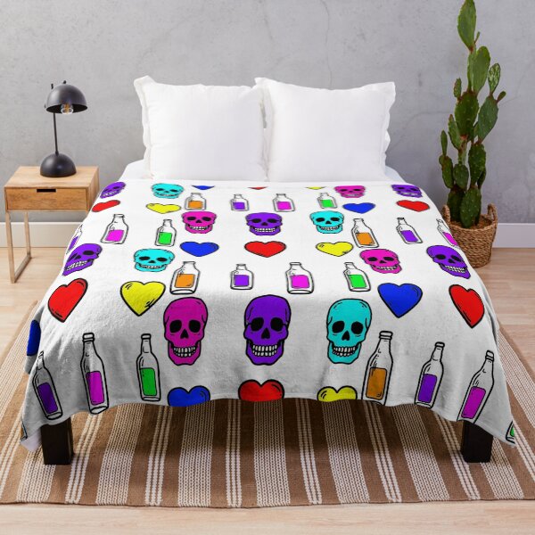 Item preview, Bad Omens in Bright Colors Skull, Hearts & Bottle Spell Art designed and sold by Ignorant-Artist.
