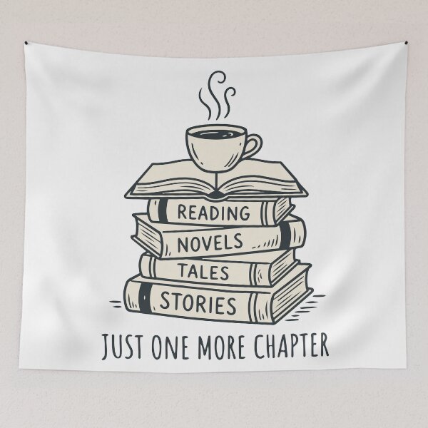 Item preview, Just One More Chapter - Minimalist Bookstack and Coffee Aesthetic designed and sold by vlahstudio.