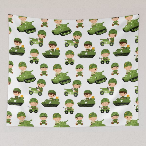 Item preview, Cute Boy Soldiers and Green Tanks Pattern designed and sold by Piotrek0001.