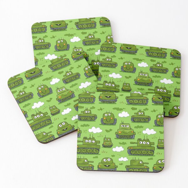Item preview, Cute Green Cartoon Tanks with Eyes Pattern designed and sold by Piotrek0001.