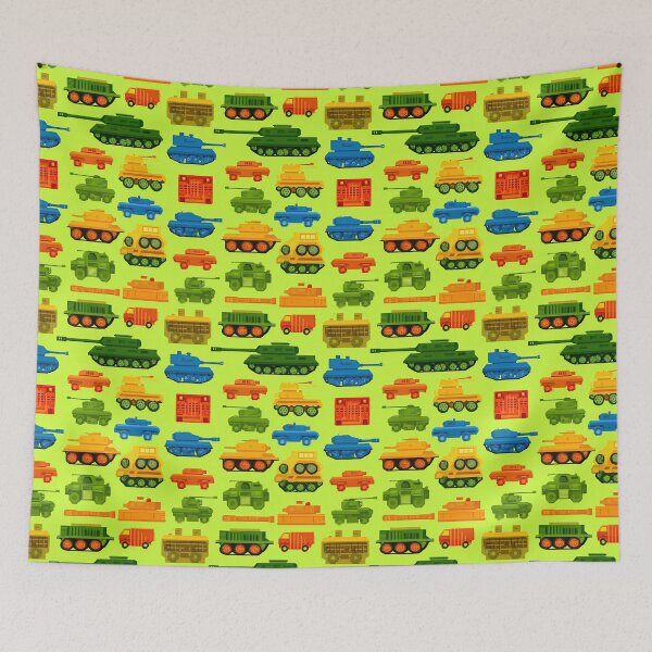 Item preview, Bright Colorful Army Tanks Seamless Pattern designed and sold by Piotrek0001.