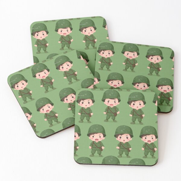 Item preview, Angry Cartoon Soldiers on Green Pattern designed and sold by Piotrek0001.