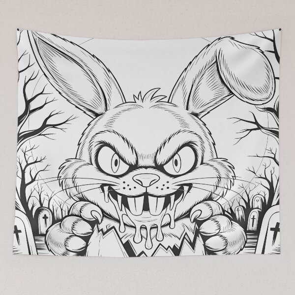 Artikelvorschau, Düsterer, böser Osterhase mit Ei – Gotisches Horror-Osterhasen-Design entworfen und verkauft von Art-Arcade6.