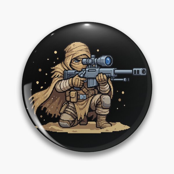Artikelvorschau, Pixel-Art-Wüstenscharfschütze – Taktisches Militär-Gamer-Design entworfen und verkauft von AmazingEG.