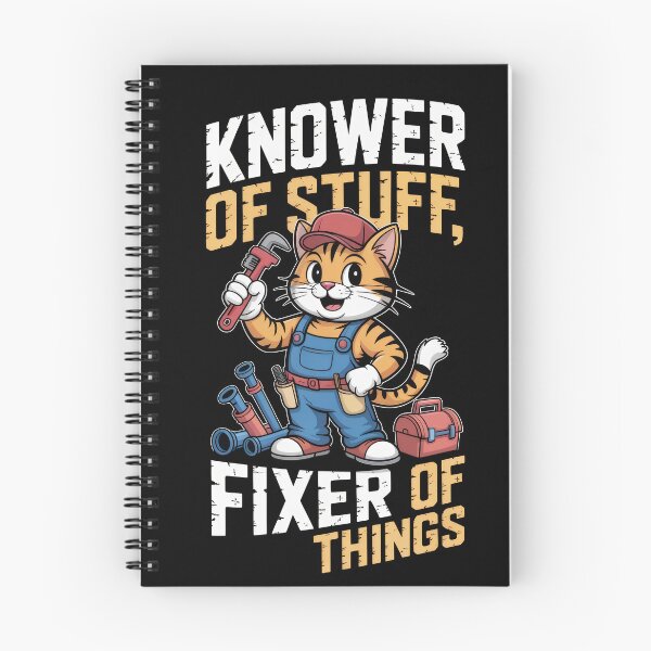 Item preview, Knower Of Stuff Fixer Of Things – Cute Cat Plumber Cartoon designed and sold by Enea Kelo.