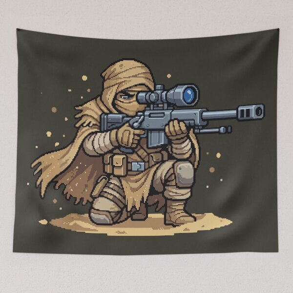 Item preview, Pixel Art Desert Sniper Soldier – Tactical Military Gamer Design designed and sold by AmazingEG.