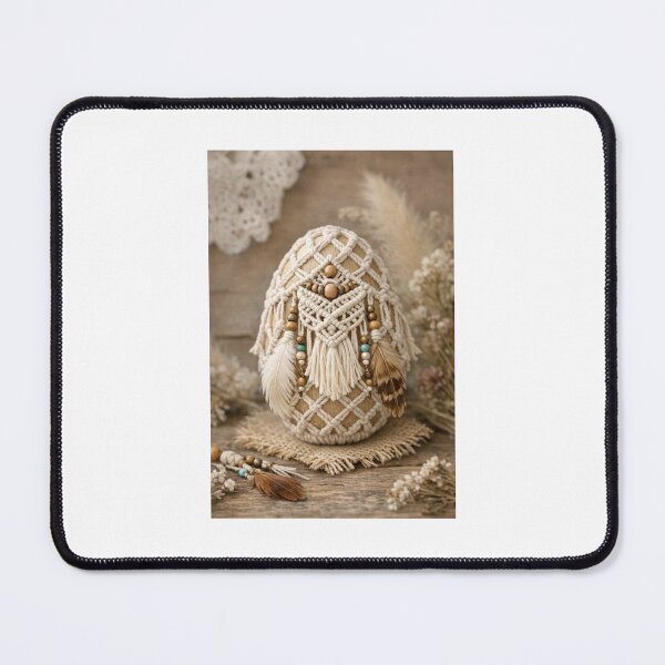 Item preview, Bohemian macrame Easter egg with feathers and beads designed and sold by Lyvion design.
