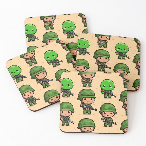 Item preview, Green Alien Soldiers on Beige Background Pattern designed and sold by Piotrek0001.