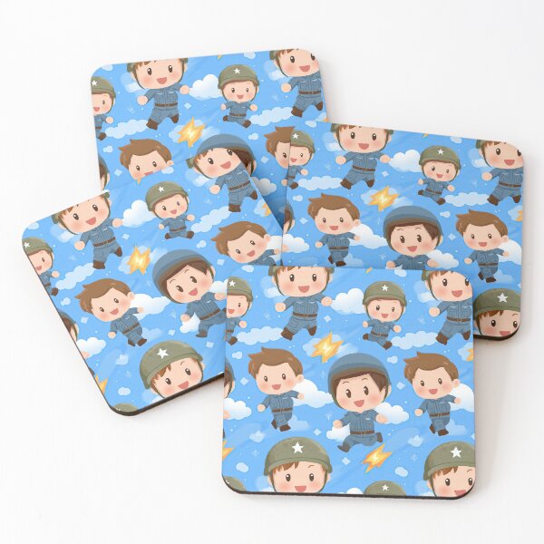 Item preview, Cute Running Boy Soldiers Blue Sky Pattern designed and sold by Piotrek0001.
