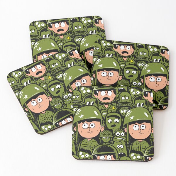 Item preview, Dense Crowd of Cartoon Soldier Faces Pattern designed and sold by Piotrek0001.