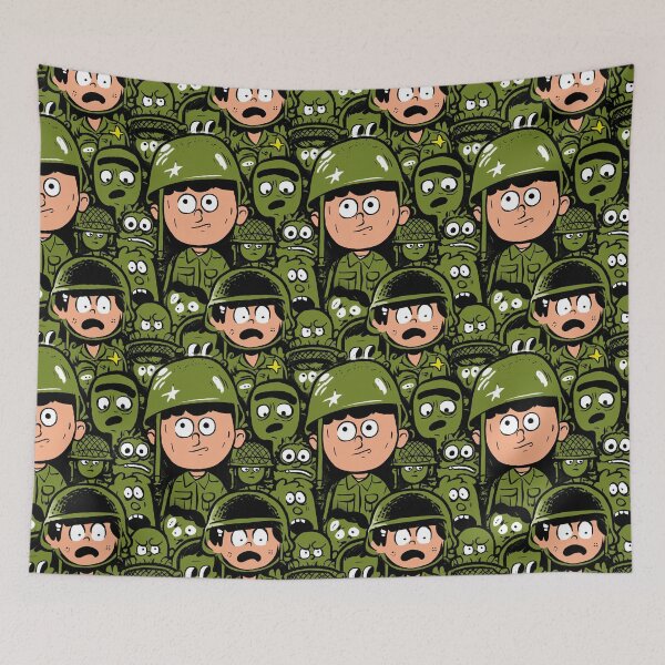 Item preview, Dense Crowd of Cartoon Soldier Faces Pattern designed and sold by Piotrek0001.