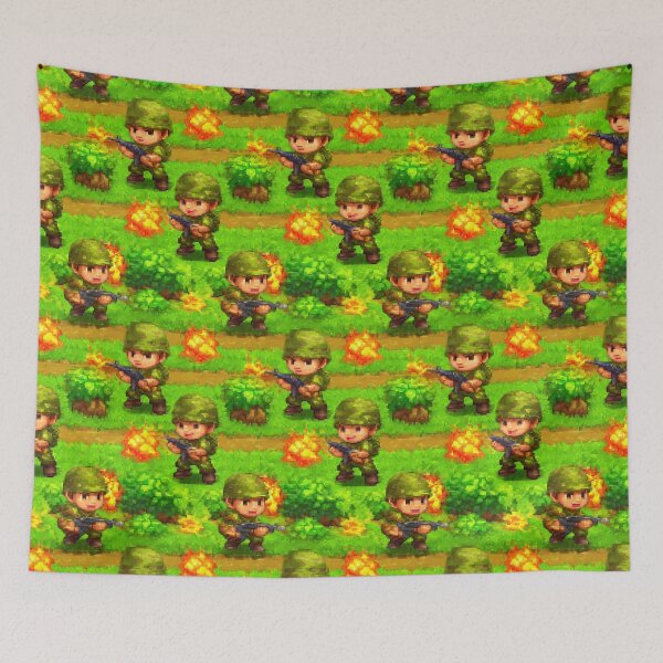 Item preview, Pixel Art Soldiers and Explosions Battle Pattern designed and sold by Piotrek0001.