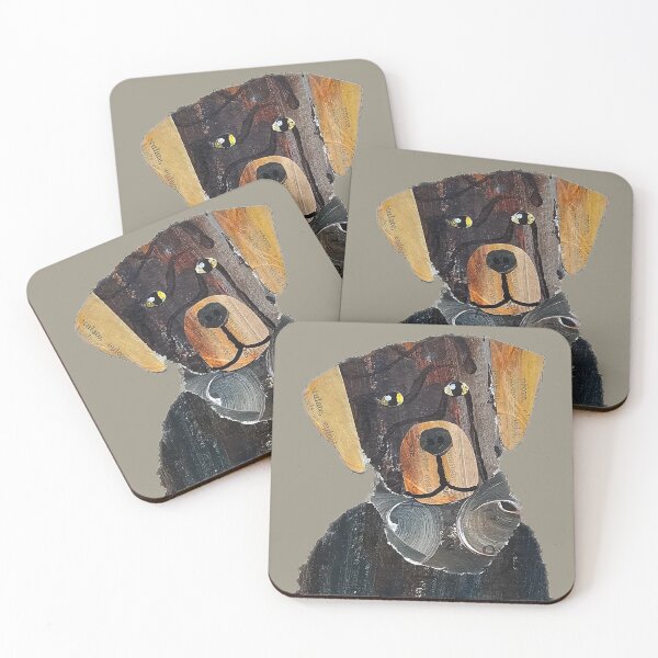 Item preview, Scout, a collaged brown dog designed and sold by RachelHayesArt.