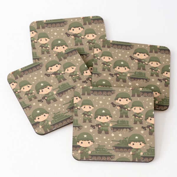 Item preview, Cute Soldiers and Tanks Brown Camo Pattern designed and sold by Piotrek0001.
