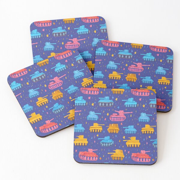 Item preview, Colorful Tanks and Stars Dark Blue Pattern designed and sold by Piotrek0001.