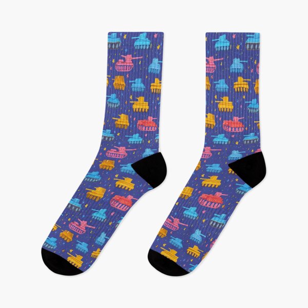 Item preview, Colorful Tanks and Stars Dark Blue Pattern designed and sold by Piotrek0001.