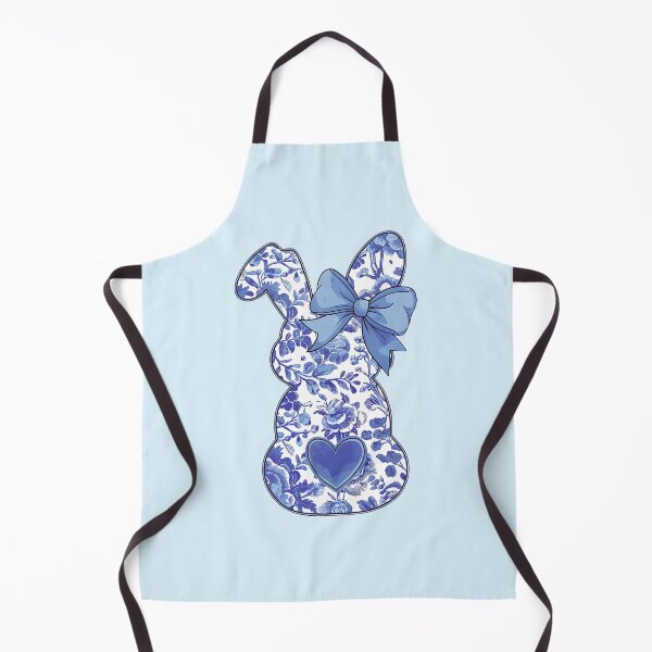 Item preview, Blue Chinoiserie Bunny – Back View with Bow and Heart Tail designed and sold by EmeraldeaArt.