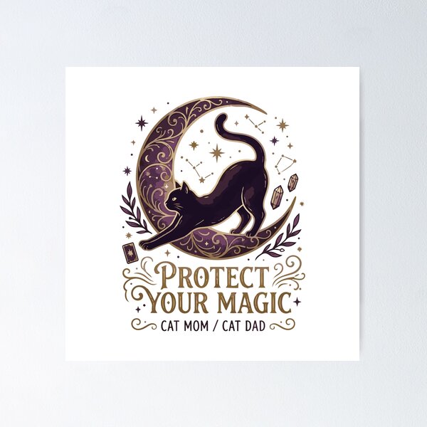 Item preview, Protect Your Magic Black Cat Moon - Celestial Cat Mom Dad designed and sold by vlahstudio.