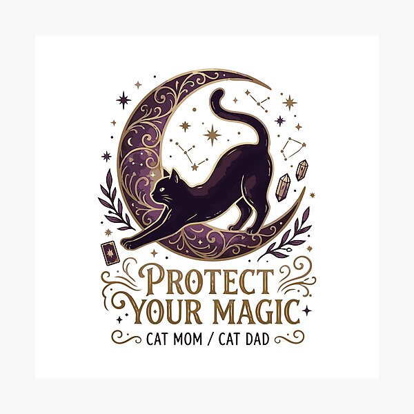 Item preview, Protect Your Magic Black Cat Moon - Celestial Cat Mom Dad designed and sold by vlahstudio.
