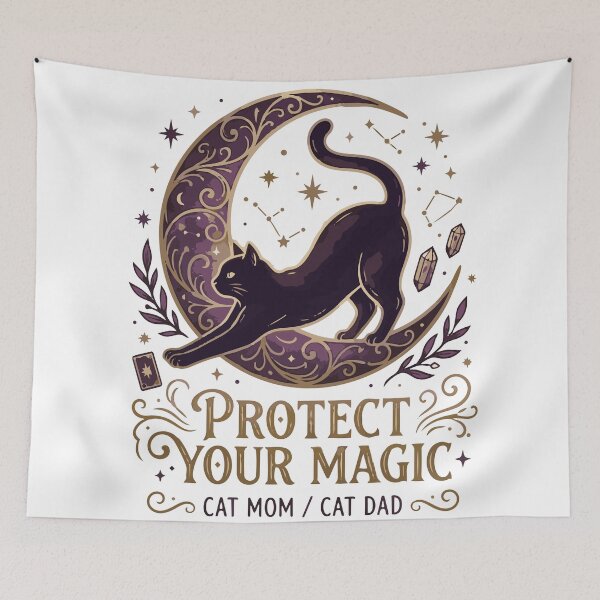 Item preview, Protect Your Magic Black Cat Moon - Celestial Cat Mom Dad designed and sold by vlahstudio.