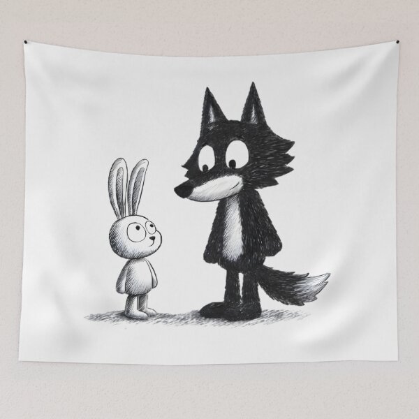 Item preview, Cartoon Wolf & Bunny designed and sold by Retro Whimsy.