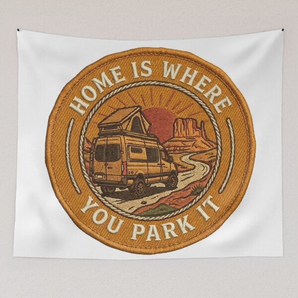 Item preview, Home Is Where You Park It - Vintage Retro Van Life Adventure designed and sold by vlahstudio.