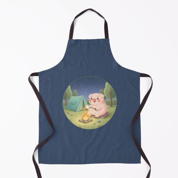 Item preview, Cute Camping Pig Roasting Marshmallow – Cozy Campfire Night Animal Illustration designed and sold by LavinyArt.