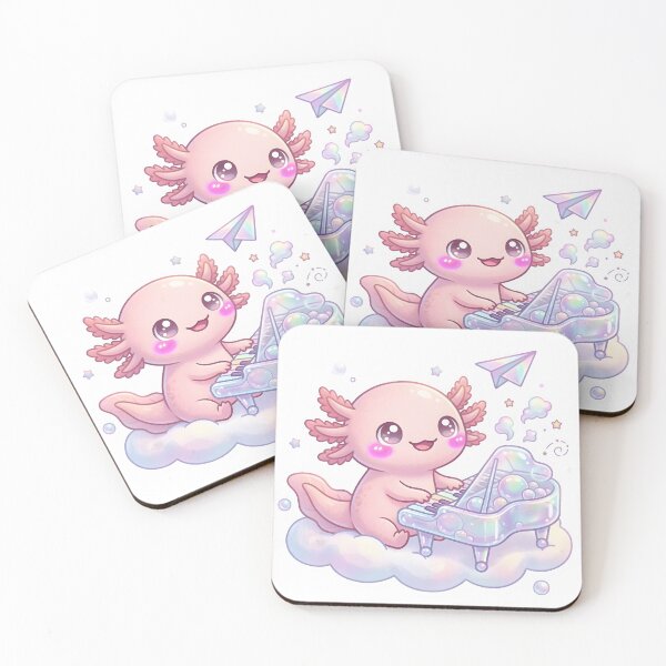 Item preview, Kawaii Pink Axolotl playing Iridescent Grand Piano on a Cloud designed and sold by Ich-Studio.