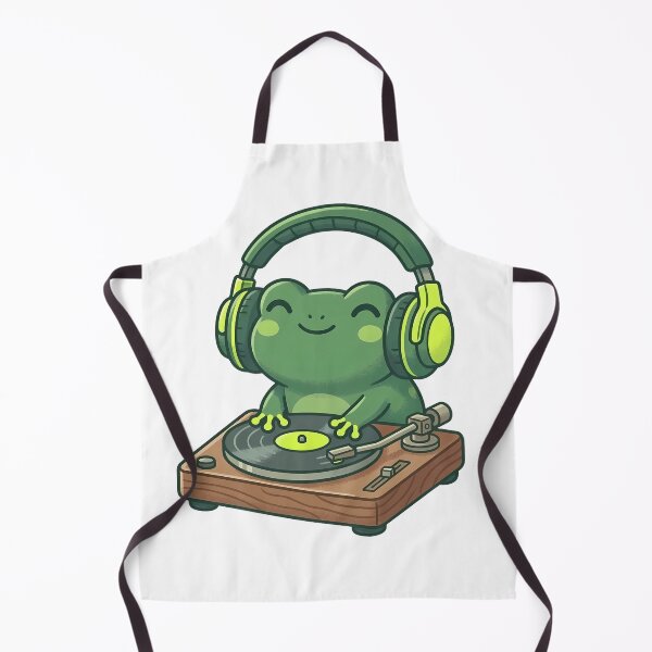 Item preview, Kawaii Tree Frog DJ Spinning Vinyl Record designed and sold by Ich-Studio.
