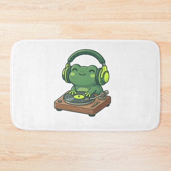 Item preview, Kawaii Tree Frog DJ Spinning Vinyl Record designed and sold by Ich-Studio.