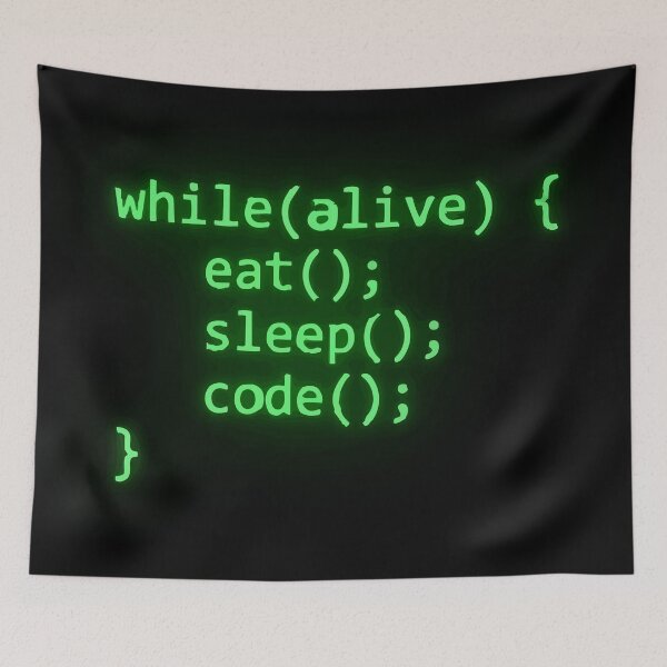 Item preview, While Alive Eat Sleep Code - Retro Terminal Programming Humor designed and sold by vlahstudio.