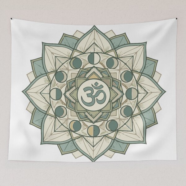 Item preview, Zen Mandala Moon Phases Om Symbol - Yoga & Mindfulness Aesthetic designed and sold by vlahstudio.