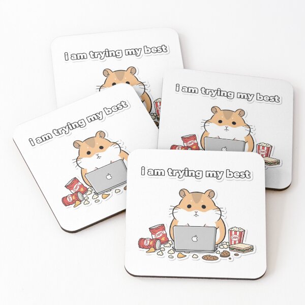 Item preview, Cute Hamster Study Meme Sticker – I Am Trying My Best designed and sold by MongOficial.
