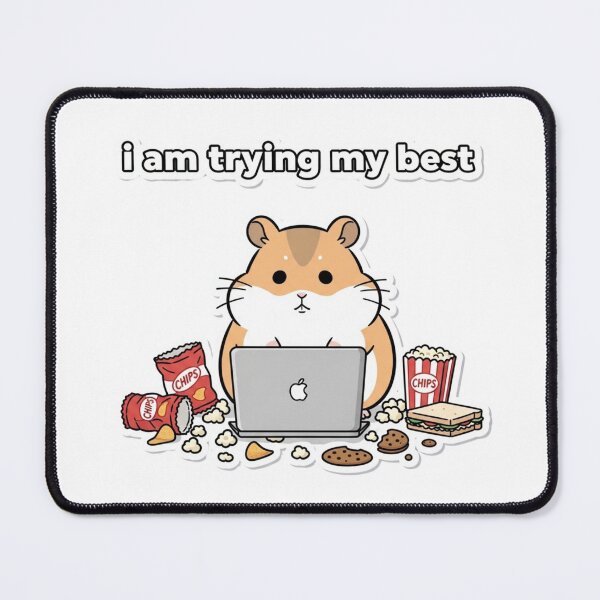 Item preview, Cute Hamster Study Meme Sticker – I Am Trying My Best designed and sold by MongOficial.
