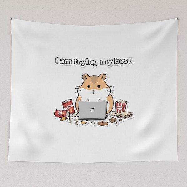 Item preview, Cute Hamster Study Meme Sticker – I Am Trying My Best designed and sold by MongOficial.