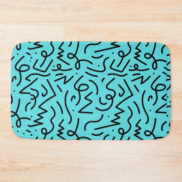 Item preview, Electric Squiggle Pattern in Aqua & Black designed and sold by Ink & Print Store .