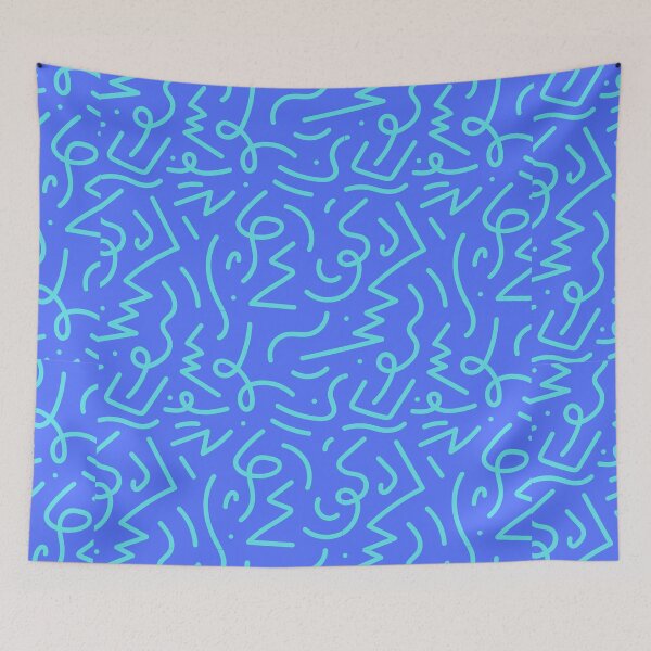 Item preview, Electric Squiggle Pattern in Aqua on Blue designed and sold by Ink & Print Store .