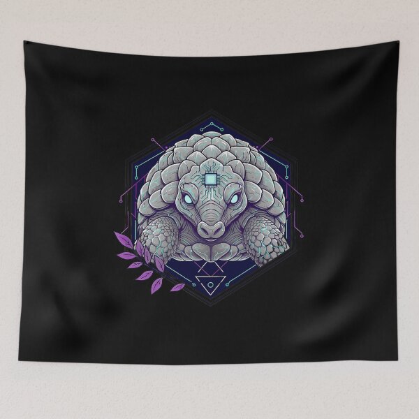 Item preview, Cyber Pangolin Tech Art - Futuristic Neon Circuit Armored Wildlife Illustration designed and sold by AbulailArt.