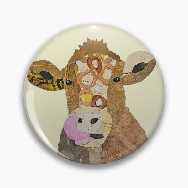 Item preview, Mimi, a collaged brown cow designed and sold by RachelHayesArt.
