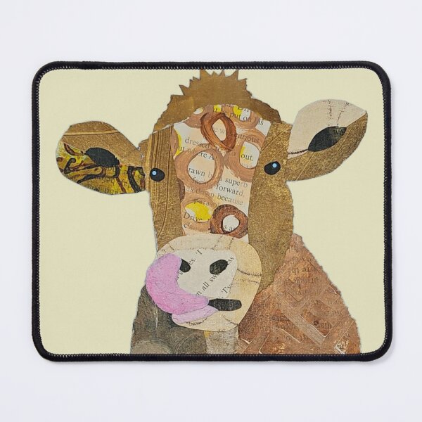 Item preview, Mimi, a collaged brown cow designed and sold by RachelHayesArt.
