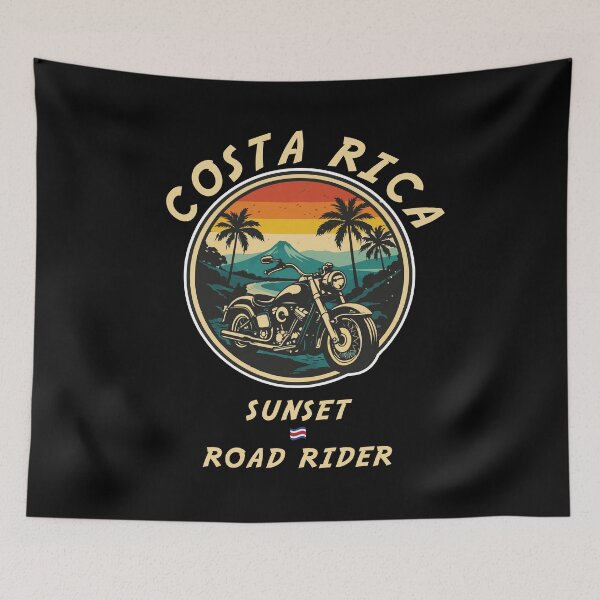 Item preview, Sunset Road Rider Costa Rica Motorcycle Shirt Tropical Biker Sunset Tee designed and sold by Freki & Geri.