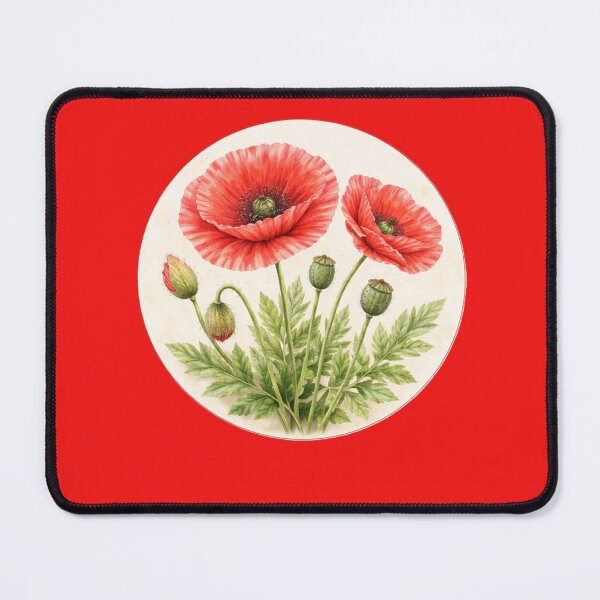 Item preview, Scarlet Poppy Glow – Wild Meadow Flower Circle Portrait designed and sold by TheJoyfulPen.