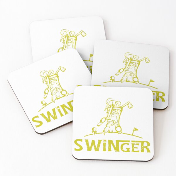 Item preview, Funny Golf Shirt Tiki Swinger Distressed Vintage Golfer Gift (Gold) designed and sold by 19thHoleHumor.