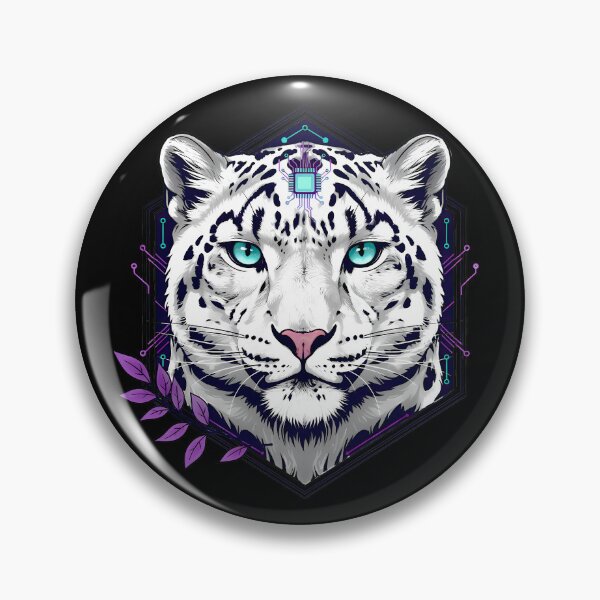 Item preview, Cyber Snow Leopard Art - Futuristic Neon Circuit Ghost of the Mountains Illustration designed and sold by AbulailArt.