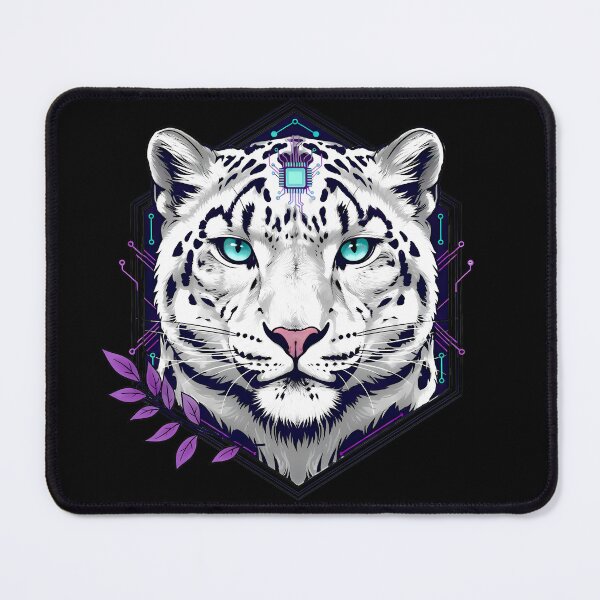 Item preview, Cyber Snow Leopard Art - Futuristic Neon Circuit Ghost of the Mountains Illustration designed and sold by AbulailArt.