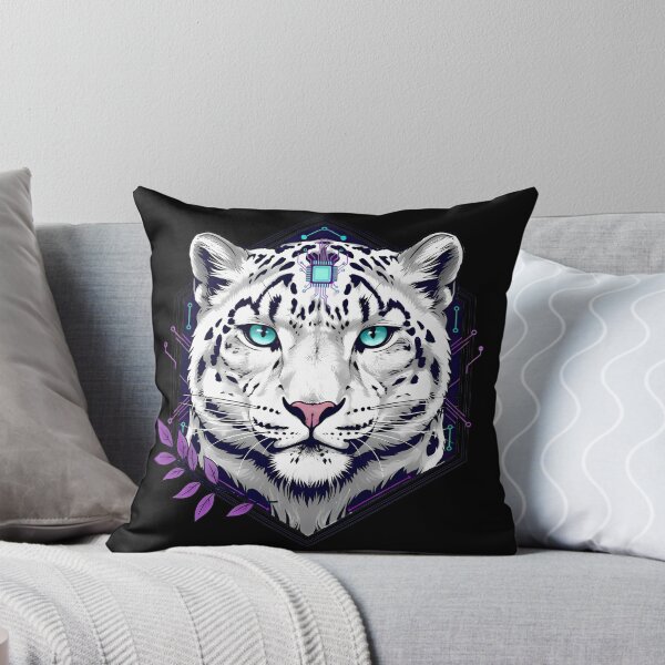 Item preview, Cyber Snow Leopard Art - Futuristic Neon Circuit Ghost of the Mountains Illustration designed and sold by AbulailArt.