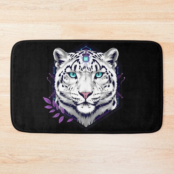 Item preview, Cyber Snow Leopard Art - Futuristic Neon Circuit Ghost of the Mountains Illustration designed and sold by AbulailArt.
