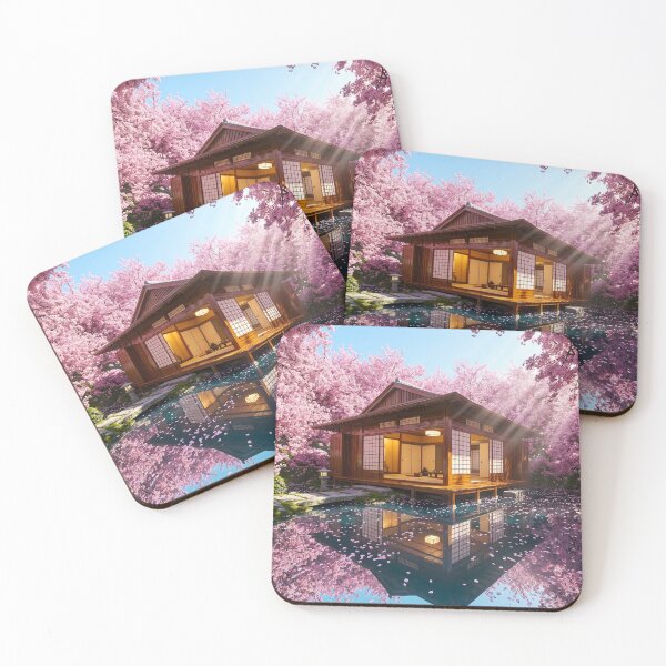 Item preview, Serene Sakura Tea House Reflection In Spring designed and sold by Vista Atelier.
