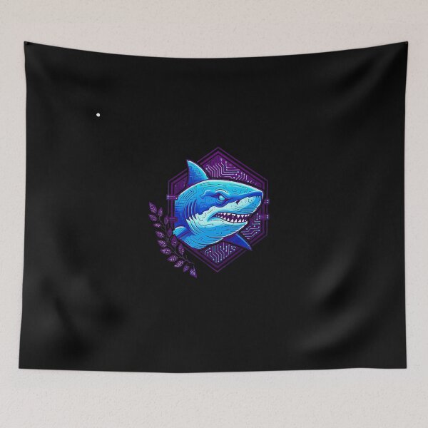Item preview, Cyber Shark Tech Art - Futuristic Neon Circuit Great White Illustration designed and sold by AbulailArt.