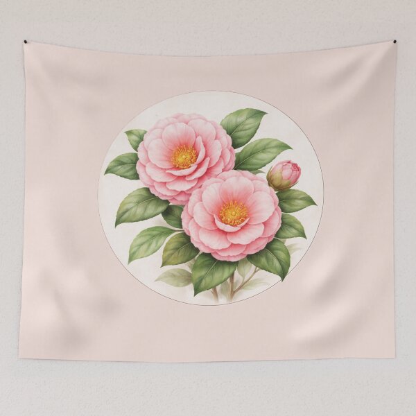 Item preview, Camellia Elegance – Classic Garden Bloom Circle Portrait designed and sold by TheJoyfulPen.